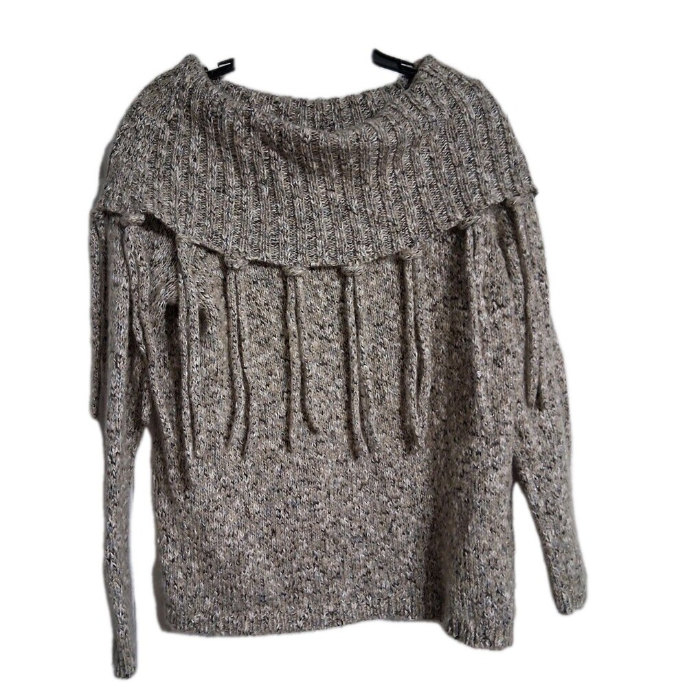 Women's Chico's Off Shoulder? Tassle Sweater Size 1(8)
